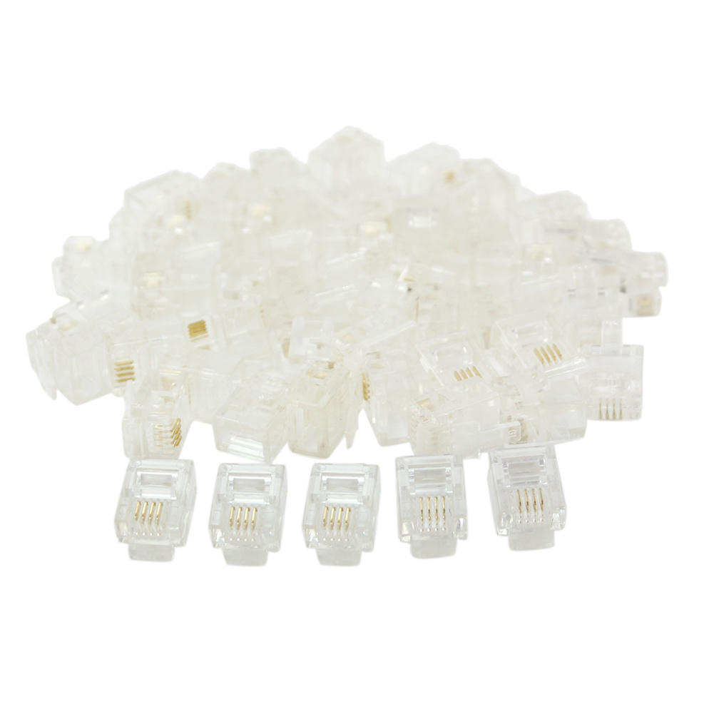 50x RJ11 Plugs 6P4C Phone Modular Telephone Cord Adapter Crimp Connector uygun fiyatlı satın