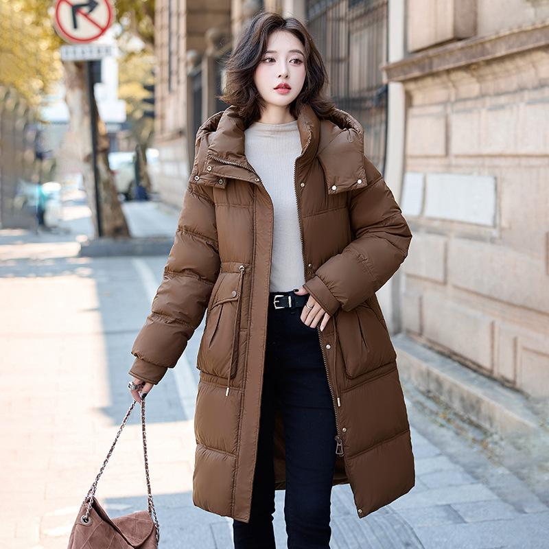 Over-the-knee Mid-length Down Cotton Jacket Women's Winter 2025 New Fashionable Loose Plus Size Thickened Hooded Warm Jacket