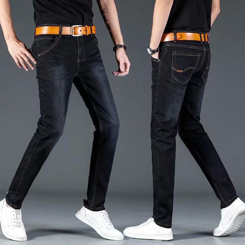 Men's 2024 Winter Straight White Jeans with Plus Velvet for Warmth