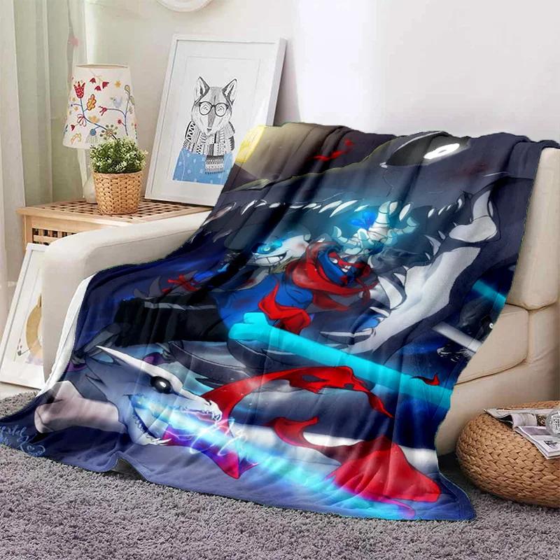 Funny U-Undertale Sans 3D Print Blanket Super Soft Warm Fleece Throw Blanket for Underground Legend Game Sofa Bed