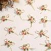 50pcs Elegant Rose Bows with Floral Accents, Mixed Colors for DIY Crafts & Gift Wrapping - Ideal for Weddings, Holidays, Birthdays & Home Decor