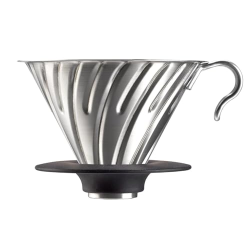 Металлический дриппер HARIO V60, можно мыть в посудомоечной машине, серебристый, для 1-4 чашек, сделано в Японии VDMR-02-HSV