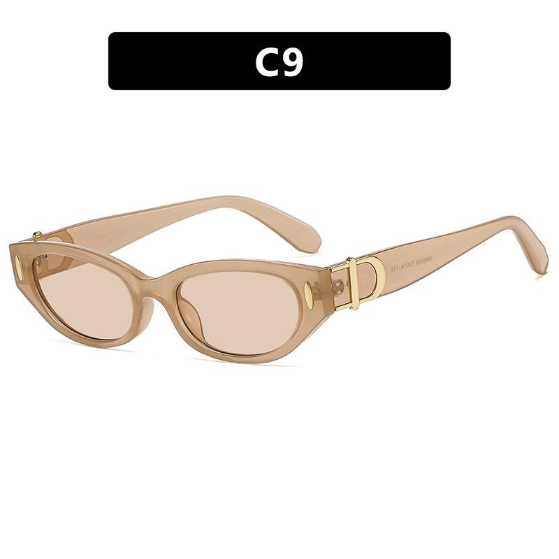 Rice Nail Small Frame Cat Eye Sunglasses New Street Photography Women's Versatile Trendy and Fashionable UV Resistant Glasses