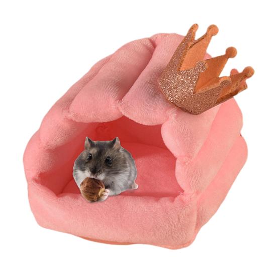 Hamster Nest Cozy Half-Pack Small Crown Design Rebound Non-deformation Warm Hamster Squirrel Parrot House for Small Pets