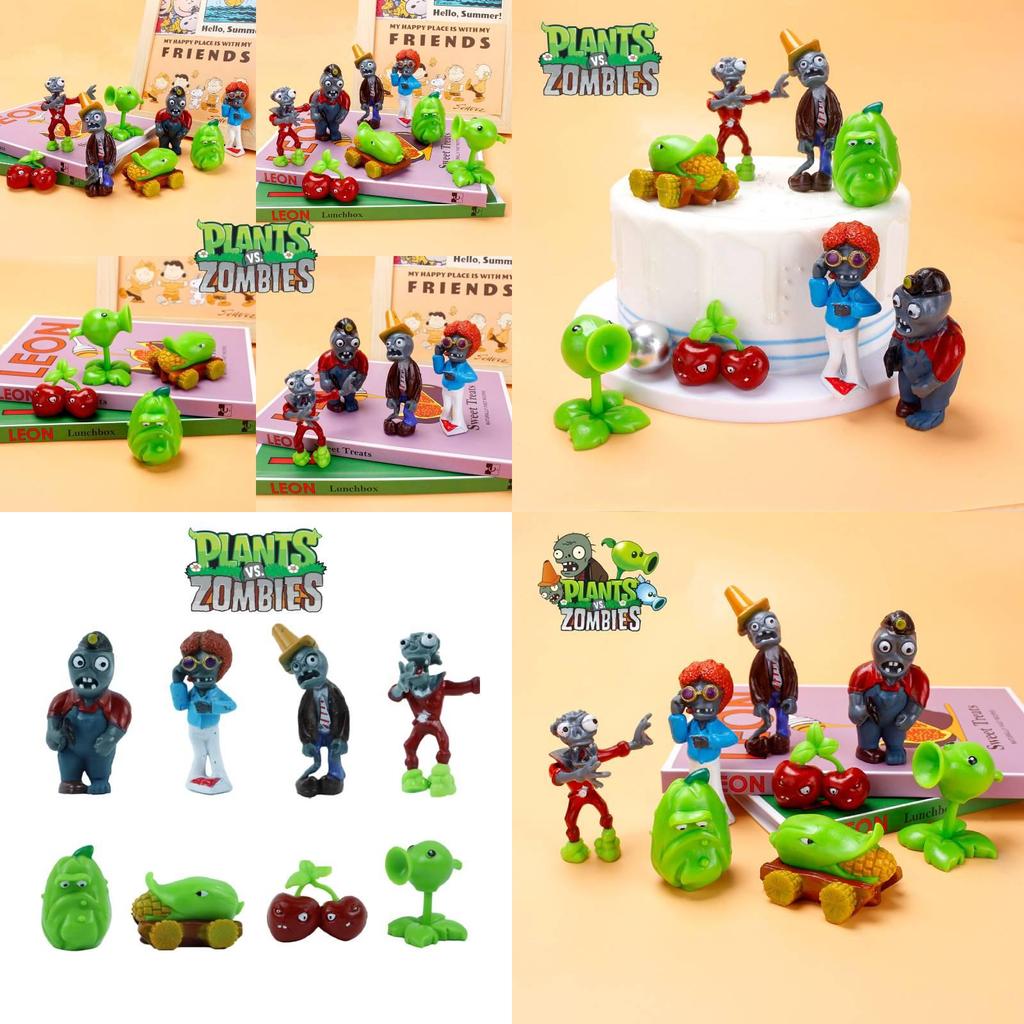Plant Vs. Zombie Birthday Cake Decoration Peashooter Bomb Cherry Iron Bucket Zombie Cake Ornament