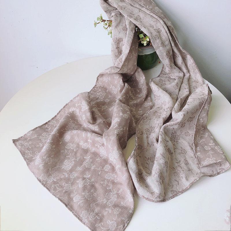 Spring  New Cotton Double Sided Scarf Korean Version Sunscreen Shawl Flower Printed Neck Scarves