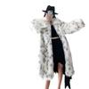 European & American Lynx Leopard Print Lapel Fox Fur Coat for Women – Long, Young Style