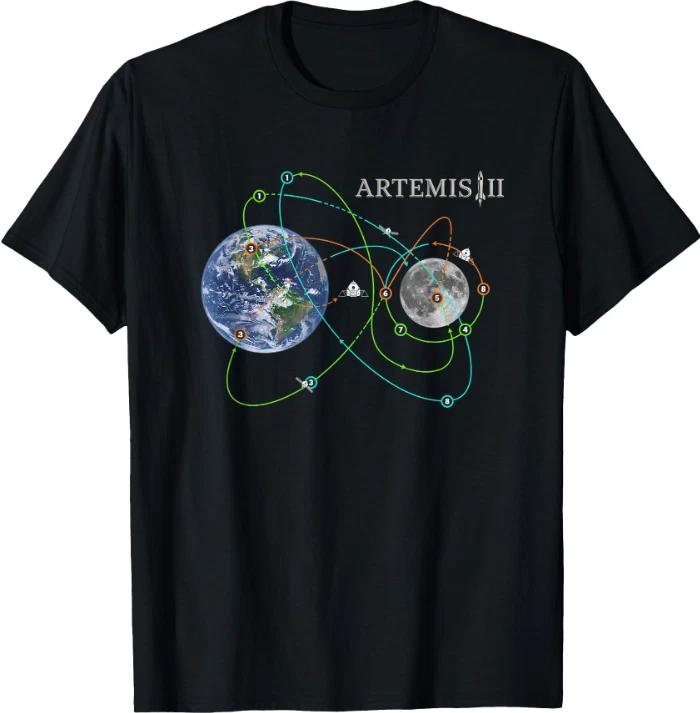 

Artemis Ii Mission Patch Style Space Exploration Rocket T-Shirt L
