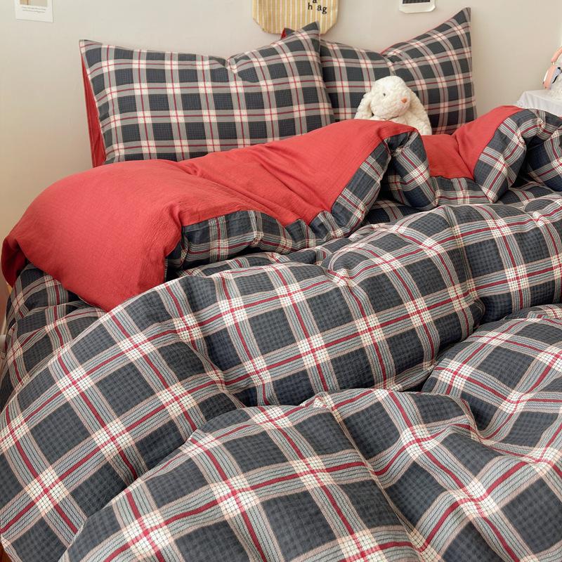 A-Typ Doppelgarn Vierteiliges Heimtextil Bettwäscheset Cartoon Bettlaken Bettbezug Studentenwohnheim Dreiteiliges Bettwäscheset