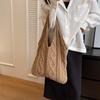 Wool Knitted Shoulder Shopping Bag for Women Vintage Cott Cloth Girls Tote Shopper Bag Large Female Handbag Crochet Bag