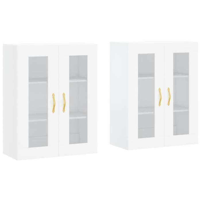 VidaXL Armoires murales 2 pcs blanc bois d'ingénierie 3197921
