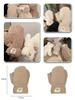 2PCS / A Pair Of Winter Wool Bear Logo Gloves, Women's Hanging Neck Gloves (White, Beige, And Khaki)
