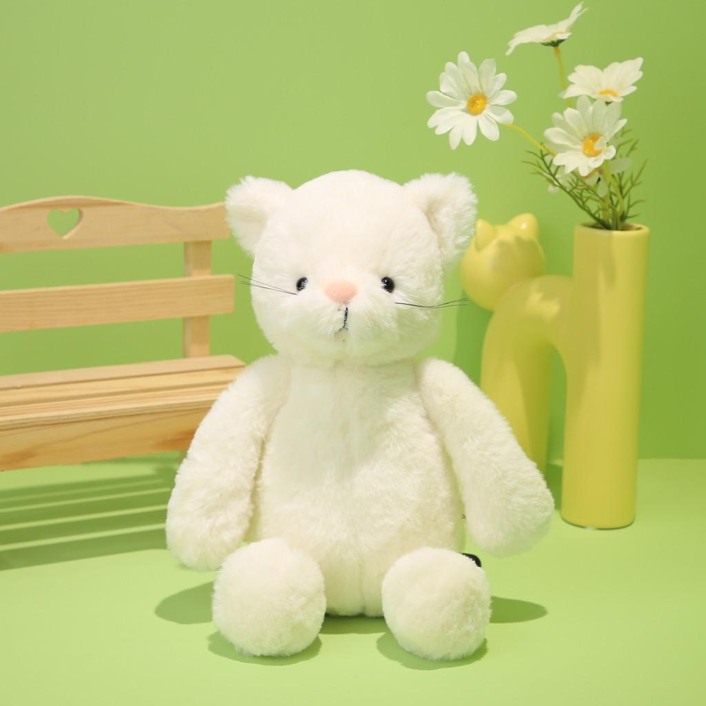 Adorable White Cat Plush Toy Cute Cat Doll Birthday Gift For Girls Soft Comfort Cushion