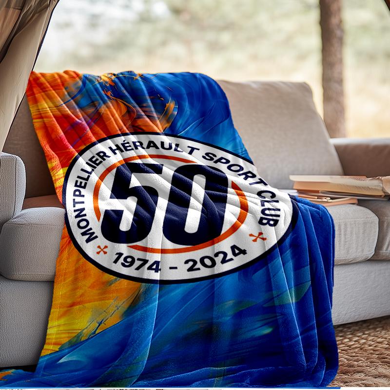 Montpellier Sc Crest Blanket Lightweight Ideal Bedding Blanket Perfect for Travel, Camping, Living Rooms, Offices, Sofas, Fan Christmas gift