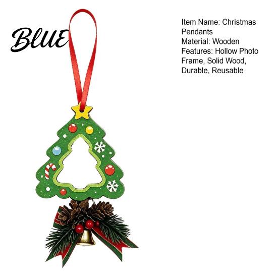 Handmade Wooden Ornaments Christmas Tree Ornaments, 2D Stocking House Shaped Photo Frame Hanging Personalized Frames Decor, Xmas Ornament for