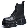 Autumn and Winter New Retro Men's Boots Niche Heightening Martin Boots Men's Dark Punk Muffin Thick-soled Medium Leather Boots
