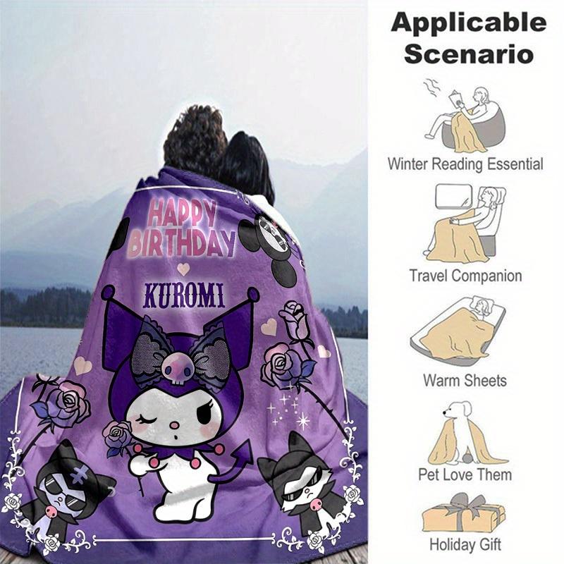 1pc. Cute Kuromi Birthday Gift Blanket for Home Office Outdoor Usez0411257