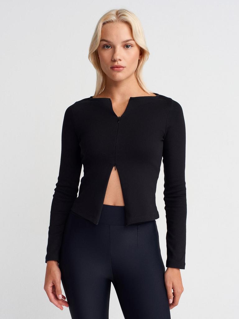 Dámská mikina na zip Dilvin 31993 S černá