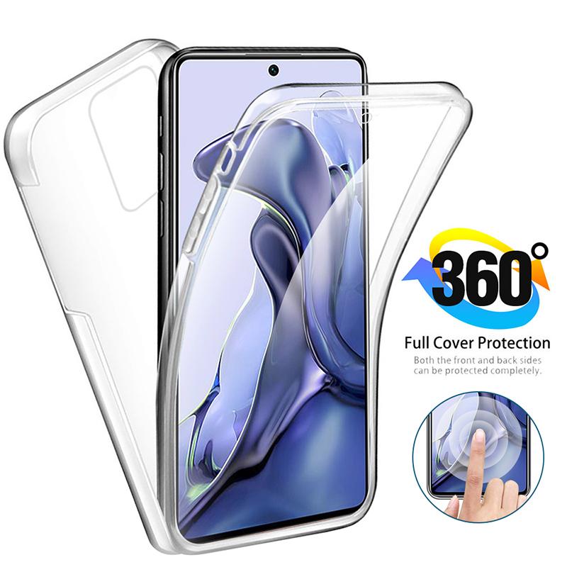 Husă dublă transparentă de 360 de grade pentru Xiaomi Redmi Note 11 10 10S 9S 9 8T 8 Pro 11T 9T 9A Mi 11 Pro Ultra Poco M3 X3 NFC din silicon Husă față spate completă