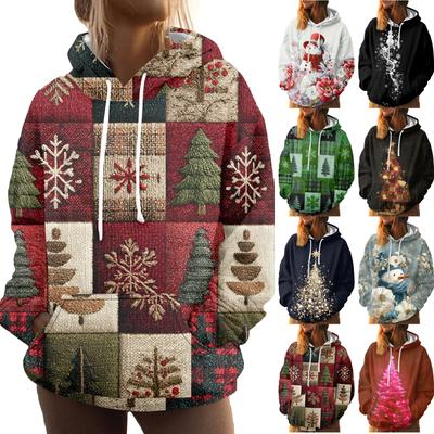 Women's Fashion Sweatshirt Printed Casual Hooded Sweatshirt With Pockets
