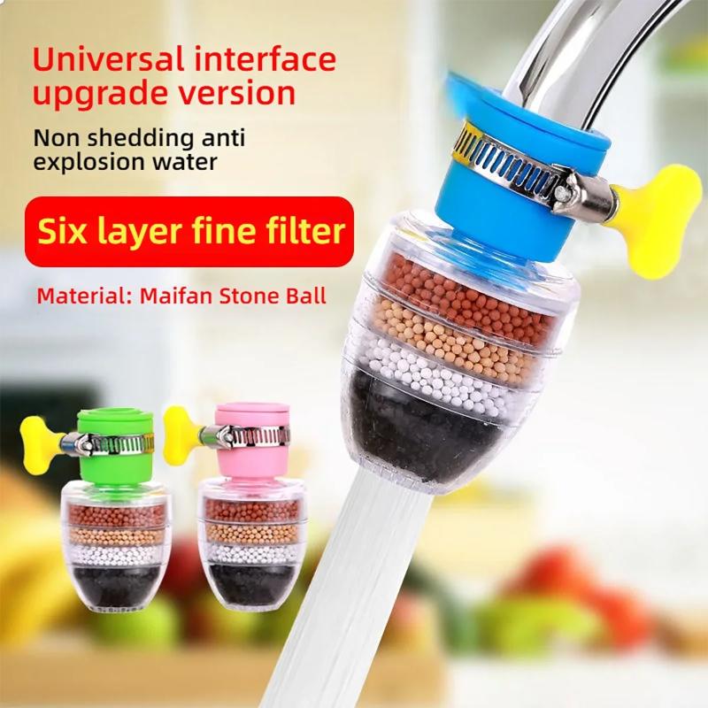 green 6 Layers Faucet Water Filter Tap Purifier 360° Rotatable Coconut Charcoal Nozzle for Faucet Kitchen Household Water Filter