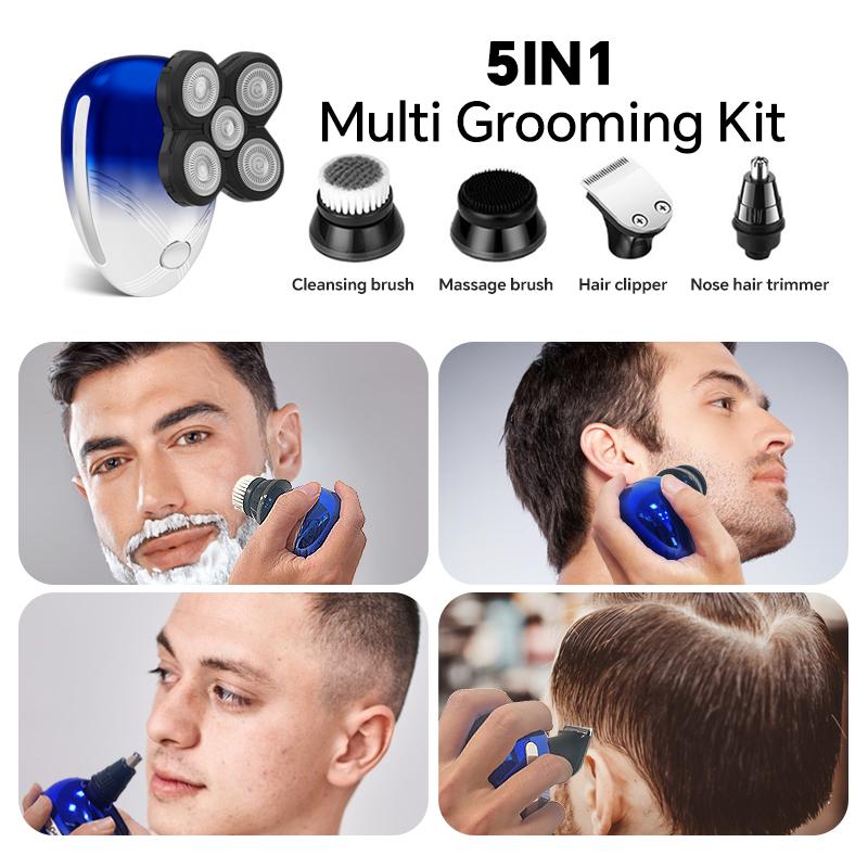 Five In One Men's Electric Shaver Set Hairdressing USB Charging Bald Shaver
