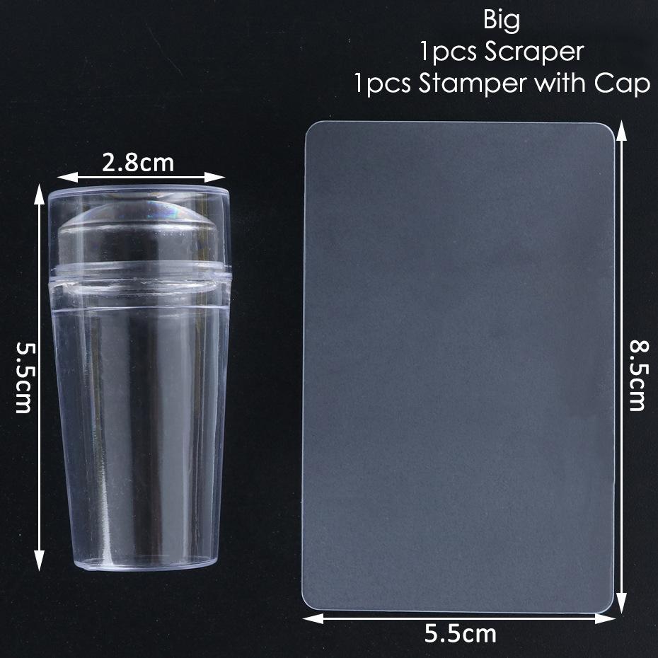 2.8CM French Style Nail Art Stamper Scraper Set Metallic Handle Nail Art Stamp Manicure Image Plate Tool