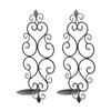 2 Pcs Candle Holder Exquisite Classical Style Black Iron Wall Mounted Candlestick for Living Rooms Bedroom Hallways