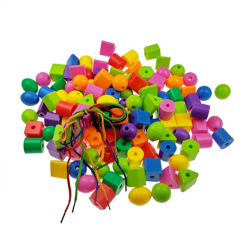 Kolorowe koraliki do nawlekania dla maluchów, sorter kolorów i kształtów, umiejętności motoryki małej, wczesna nauka, zabawki Montessori dla dzieci w wieku przedszkolnym