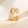 Gold-plated Micro-inlaid Cross-line Ring, Simple Personality Niche, Non-fading Index Finger Ring