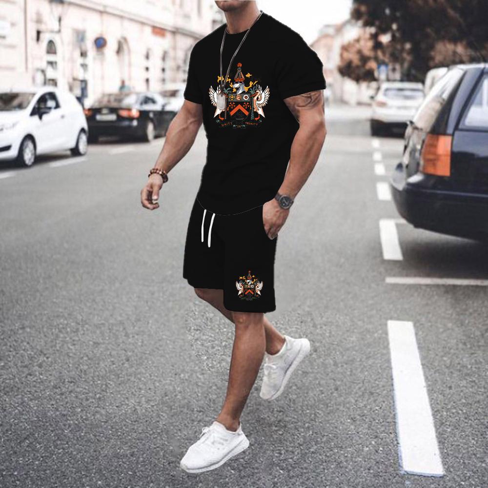 2025 New Summer Two-piece Suit Men's Suit T-shirt Shorts Football Sports Suit Jogging Suit Men's Sports Suit Casual Streetwear