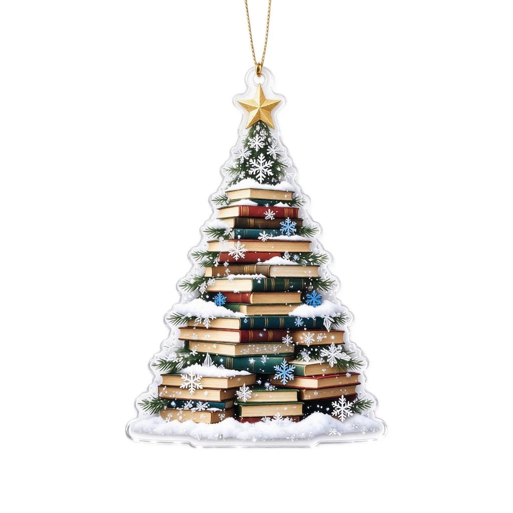Christmas Acrylic Hanging Ornament, 2D Flat Holiday Tree Decoration for Home and Gift
