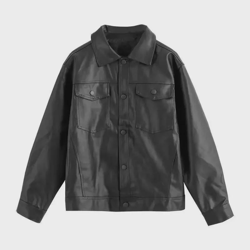 2023 Trendy PU-Lederjacke für Herren - Koreanischer Stil, lockere Passform für Frühling und Herbst