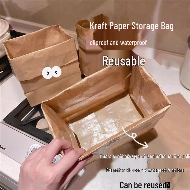 Neukundenangebot: Kraftpapiertüte, Xiaohongshu-Stil Desktop-Aufbewahrungslösung.