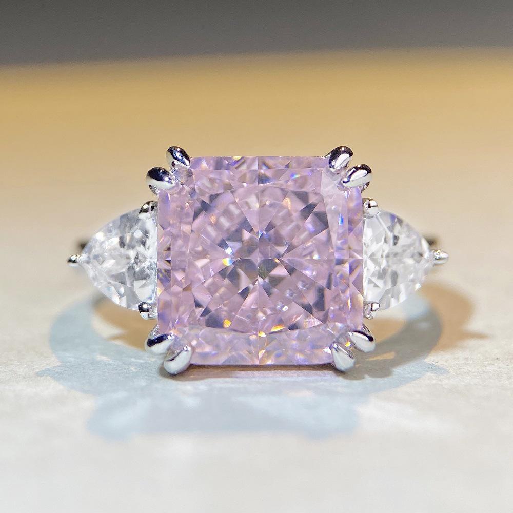 Elegant S925 Sterling Silver Zircon Ring for Women - European and American Style High Carbon Diamond Design