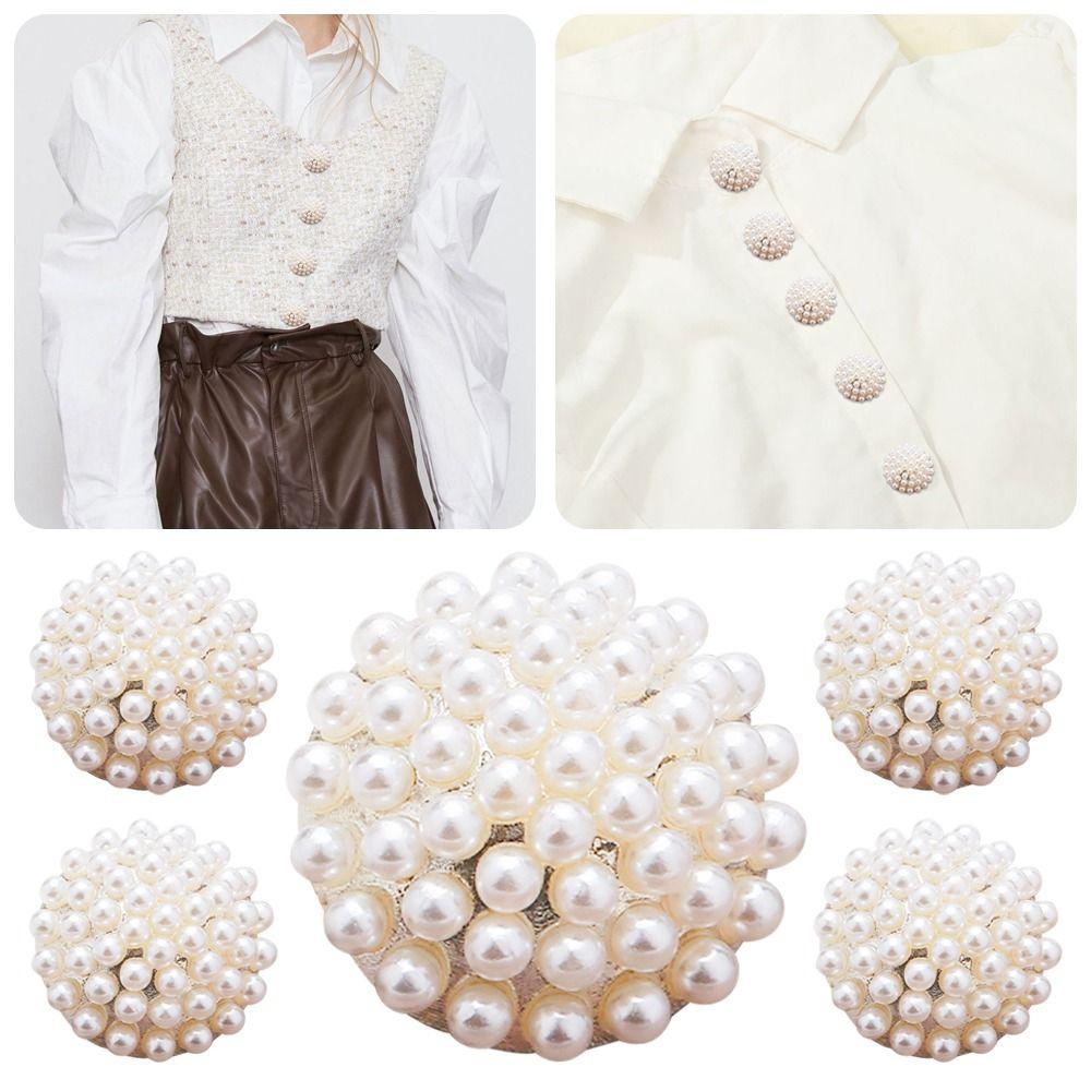 5pcs Ornaments Pearl Clothing Buttons Handmade Needlework Sewing Button Clothing Accessories