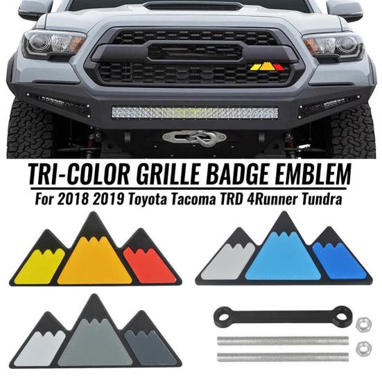 Car Badge 3D design odolný proti vyblednutí Stylový univerzální tříbarevný znak mřížky pro Toyota
