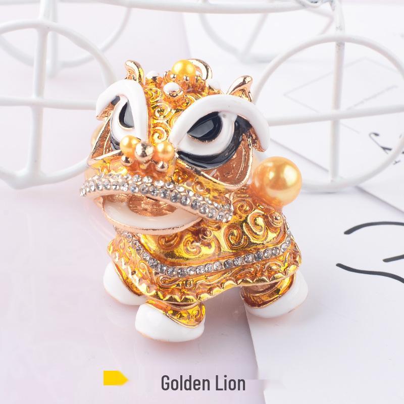 Chinese Lion Dance Keychain - Traditional Style Lion Charm