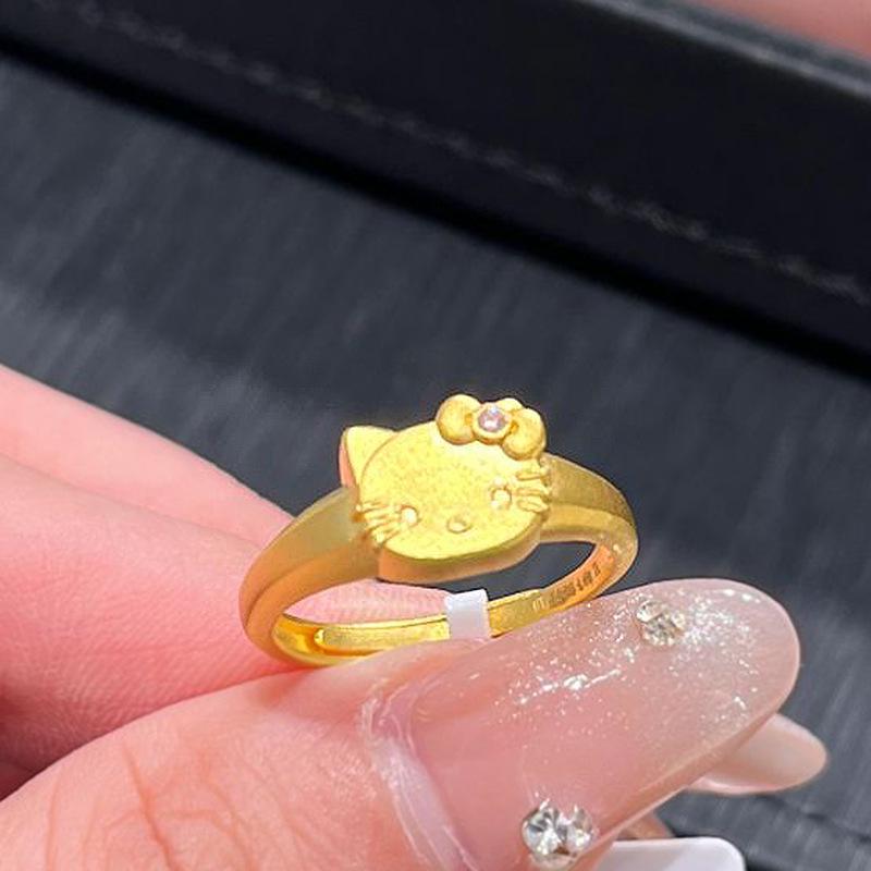 Xiaohongshu Bestseller: Fresh KT Cat Ring for Women - Cute Cartoon Bow Ring for Index Finger Adjustable Open Size