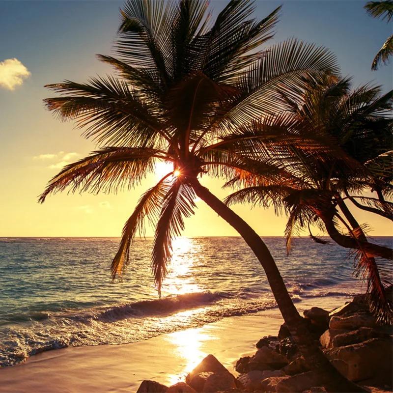 Beach Sunset 3d Photo Wallpaper Coconut Palm Seaside Landscape Wall Mural Restaurant Cafe Home Decor Wall Papers