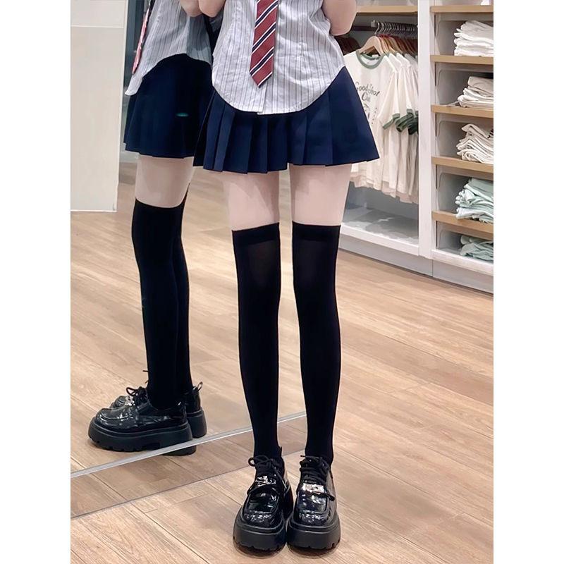 Velvet JK Pantyhose Sexy Long Socks Pure Desire White Silk Subculture Summer Thin Strap One Piece Knee Socks