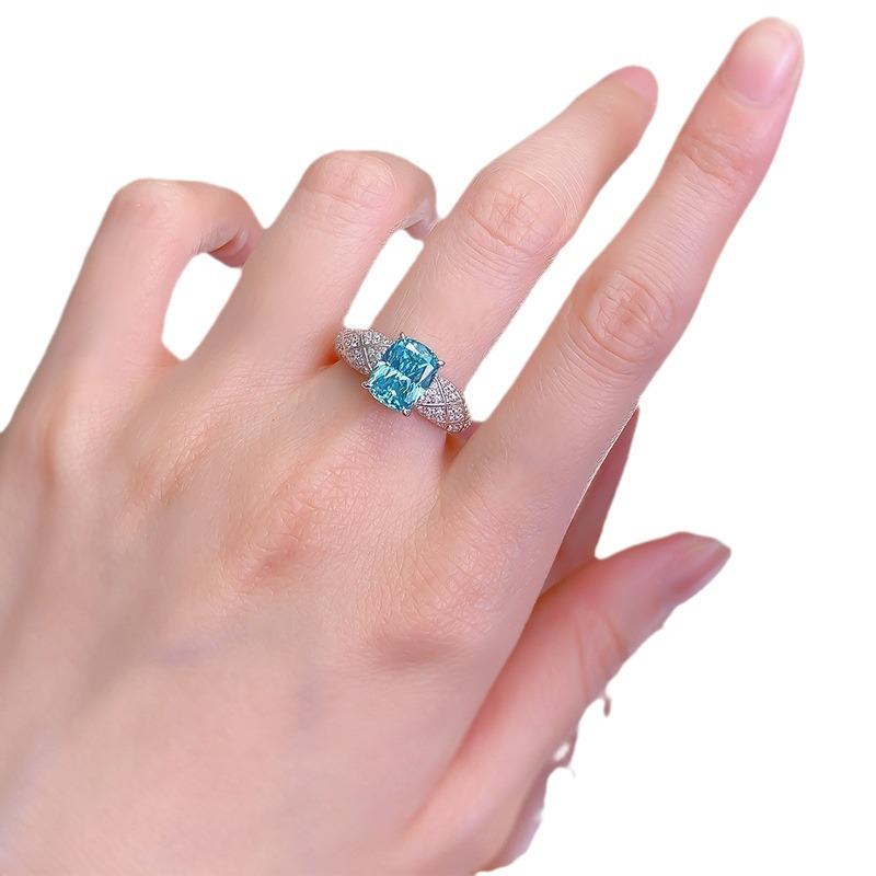 Paraiba 7x9mm S925 Silver Dream Catcher Ring - Fashion Style Jewelry