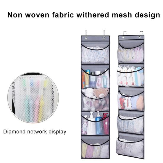 

2 шт. Подвесная сумка для хранения нижнего белья за дверью Большая вместимость 5 прозрачных карманов Большой несущий органайзер для обуви Домашнее общежитие Игрушечные носки Разные товары серый