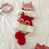 Chinese Style Children Fleece Hat Embroidery Cap Kids Beanie Cap Cute New Year Lion Cap  Kids