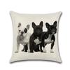 Cartoon Printed Pillow Case Cotton Linen Franch Bulldog Pillowcase Decorative Pillowcases Cover For Car Home