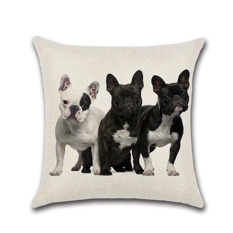 Cartoon Printed Pillow Case Cotton Linen Franch Bulldog Pillowcase Decorative Pillowcases Cover For Car Home