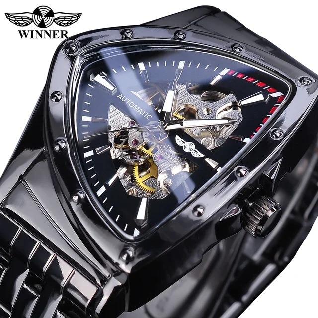 Winner Style Men'S Fashion Casual Hollow Triangle, Automatic Mechanical Watch