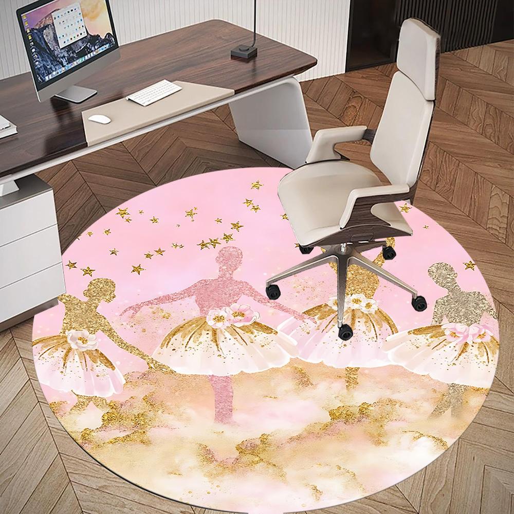 1pc Ballerina Ballet Round Chair mat Area Rug - Non-Slip, Floor Mat for Office, Bedroom, and Indoor Decor c1125616