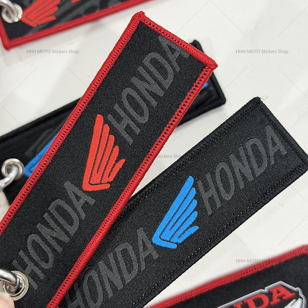 Car Keychain Embroidery Wings Key Chain Holder for Honda Cars and Motorcycles Double sided Key Fob Keychains Jewelry EC5