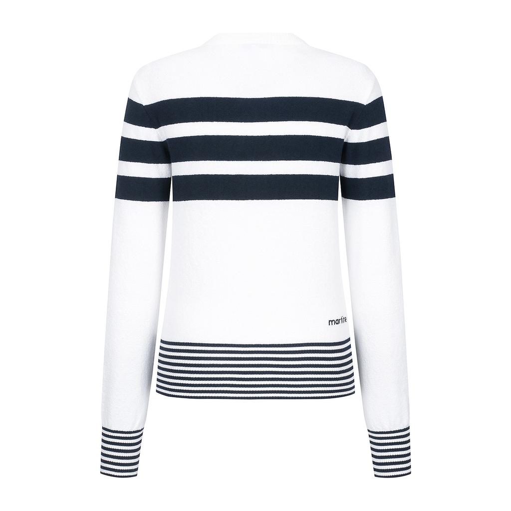 MARTINE GOLF Stripe Boat Neck Knit_O/White